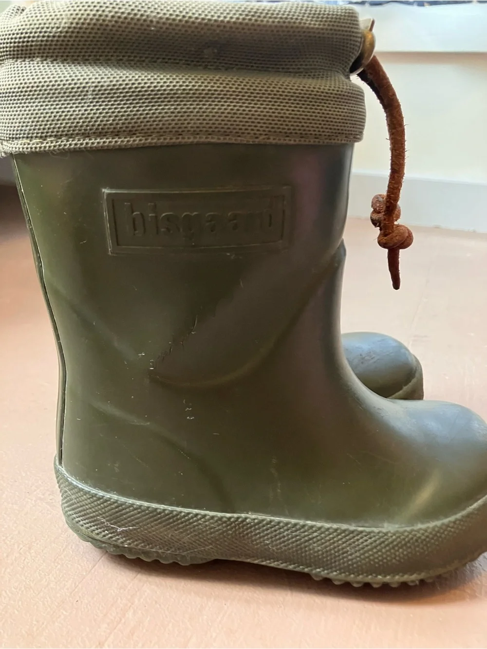 Bisgaard toddler wool-lined rubber boots in olive green